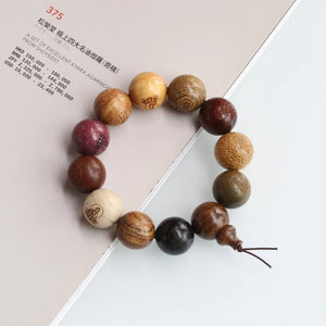 Wooden Beads Buddha Rosary Bracelet Multicolor Men's Elastic Bracelet