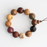 Wooden Beads Buddha Rosary Bracelet Multicolor Men's Elastic Bracelet