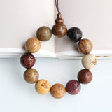 Wooden Beads Buddha Rosary Bracelet Multicolor Men's Elastic Bracelet