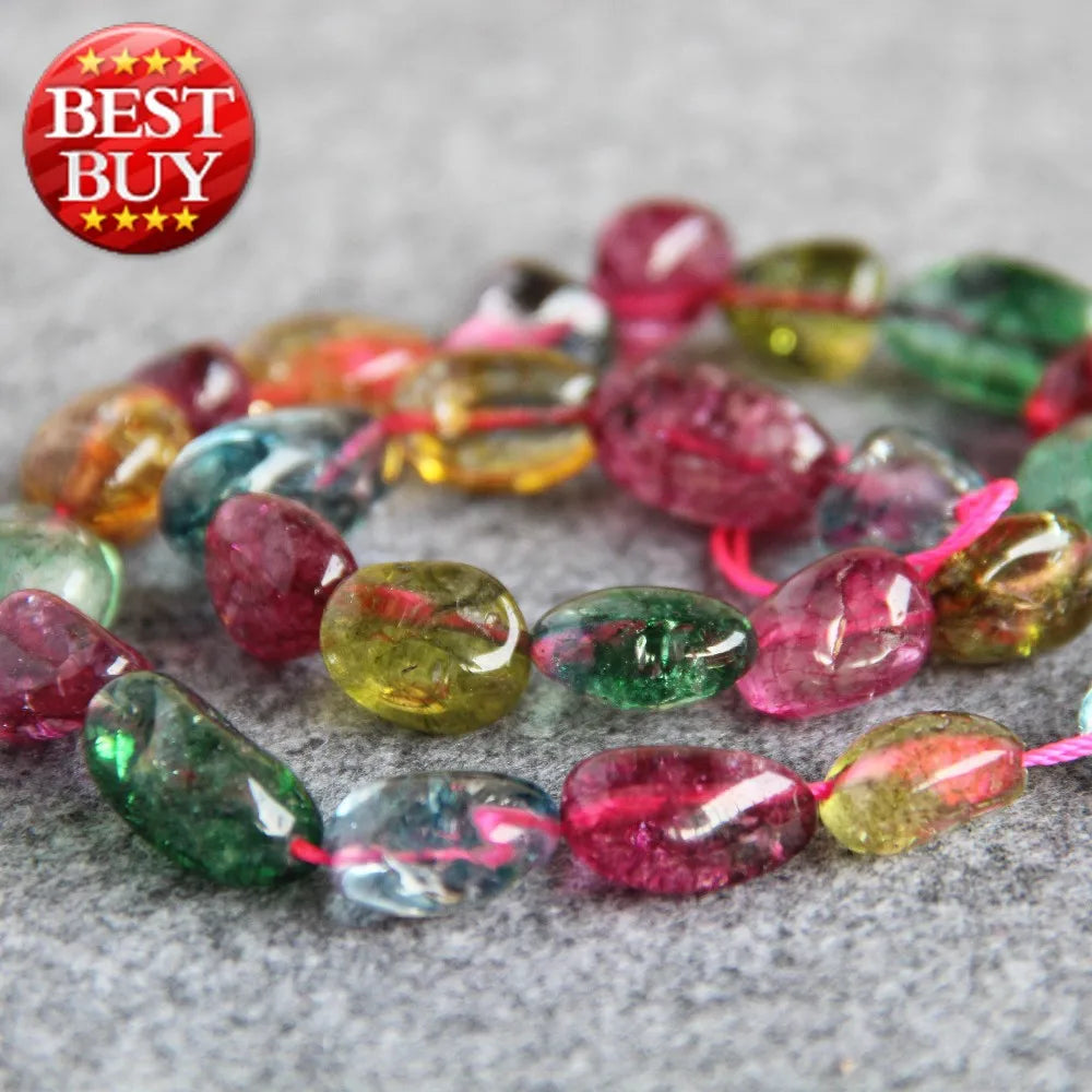 Natural Multicolored Tourmaline Stone Loose Beads for Jewelry Making