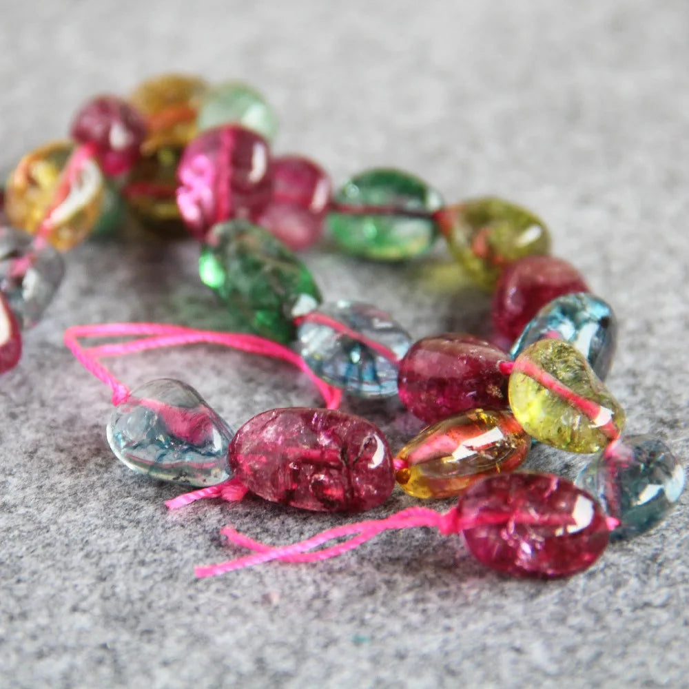 Natural Multicolored Tourmaline Stone Loose Beads for Jewelry Making