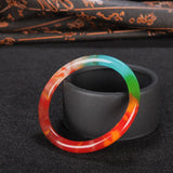 Natural Multicolour Jade Bangle Bracelet Hand-Carved Charm Jadeite Jewelry