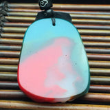 Natural Multicolour Jade God of Wealth Abacus Pendant Necklace