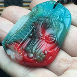 Natural Multicolour Jade God of Wealth Abacus Pendant Necklace