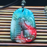 Natural Multicolour Jade God of Wealth Abacus Pendant Necklace