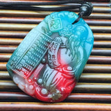 Natural Multicolour Jade God of Wealth Abacus Pendant Necklace
