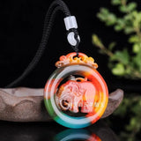 Natural Multicolour Jade Pendant Elephant Statue Jewelry Men Women