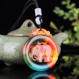 Natural Multicolour Jade Pendant Elephant Statue Jewelry Men Women