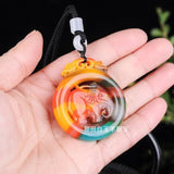 Natural Multicolour Jade Pendant Elephant Statue Jewelry Men Women