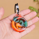 Natural Multicolour Jade Pendant Horse Statue Hand Carving Jewelry