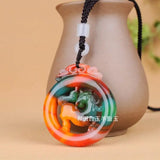 Natural Multicolour Jade Pendant Horse Statue Hand Carving Jewelry