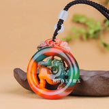 Natural Multicolour Jade Pendant Horse Statue Hand Carving Jewelry