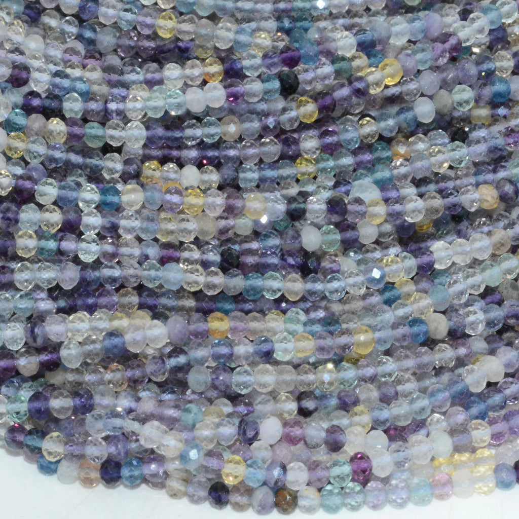Natural Multi-Fluorite Faceted Rondelle Beads 3.3mm