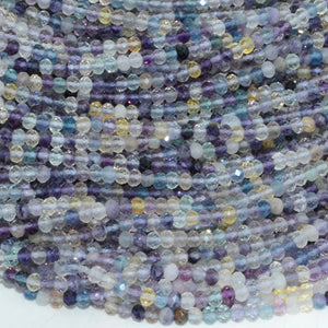 Natural Multi-Fluorite Faceted Rondelle Beads 3.3mm