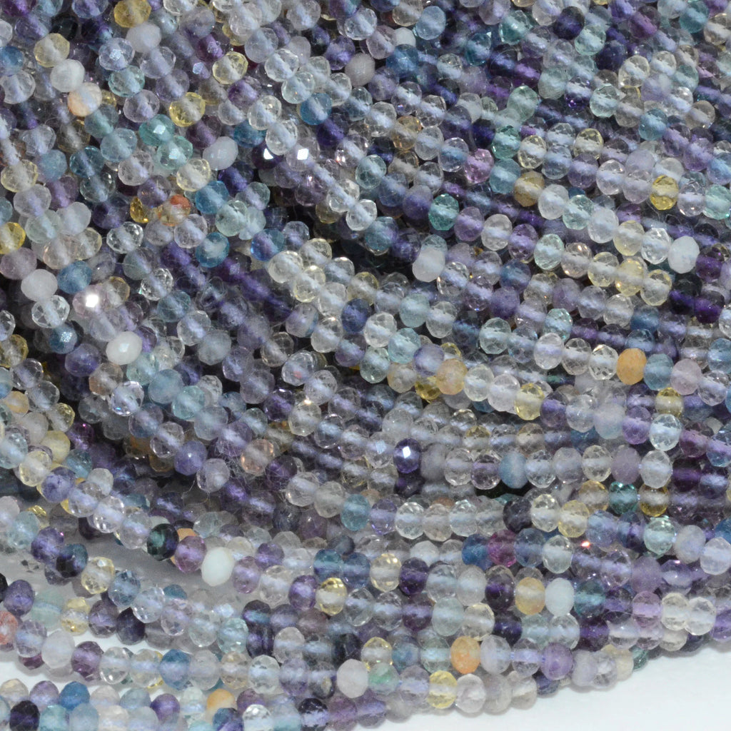 Natural Multi-Fluorite Faceted Rondelle Beads 3.3mm