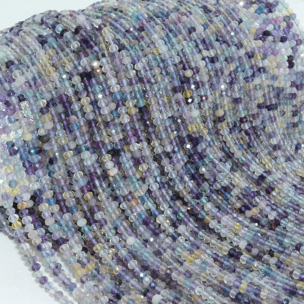 Natural Multi-Fluorite Faceted Rondelle Beads 3.3mm