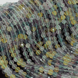 Natural Fluorite Faceted Round Beads 6mm