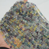 Natural Fluorite Faceted Round Beads 6mm