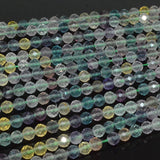Natural Fluorite Faceted Round Beads 6mm