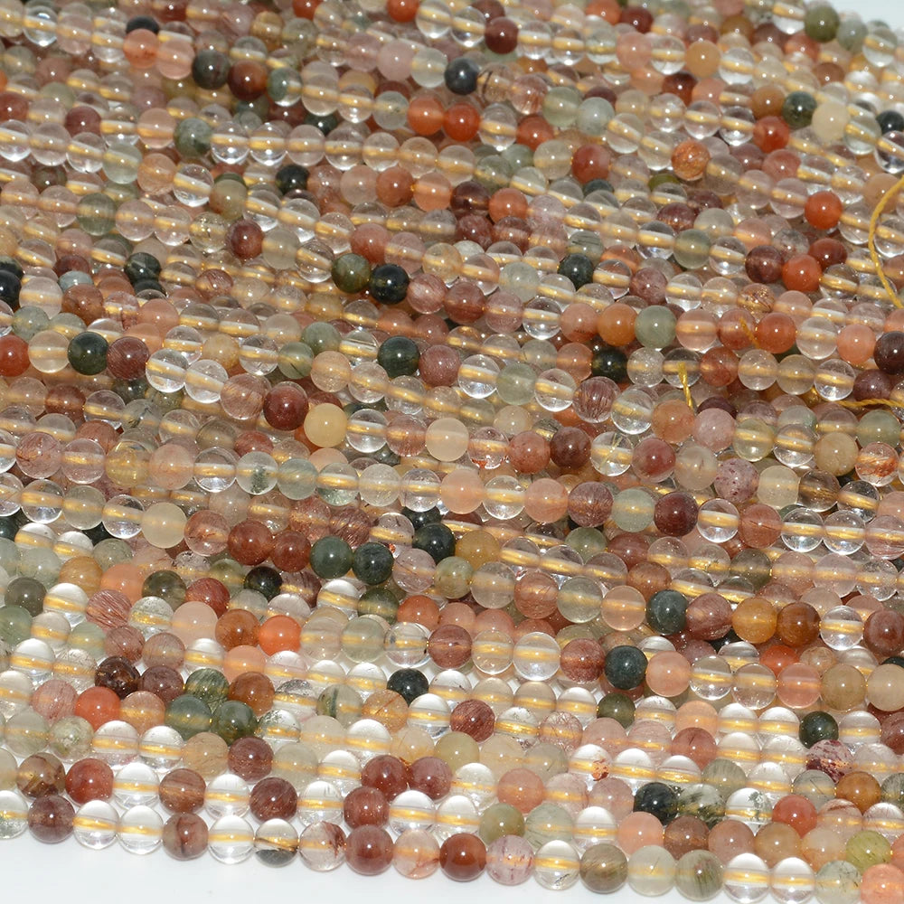 Natural Rutilated Quartz Loose Round Beads 4mm