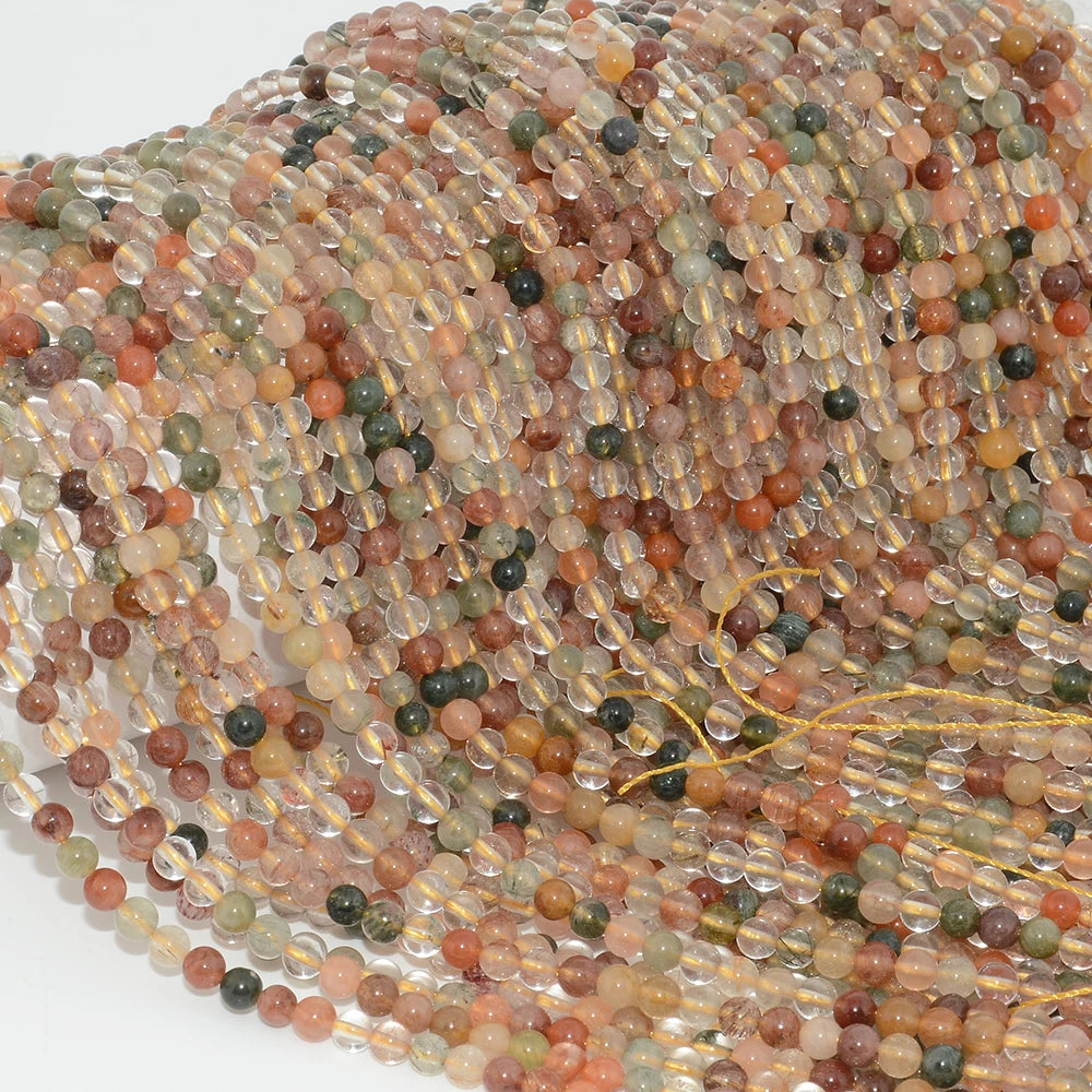 Natural Rutilated Quartz Loose Round Beads 4mm