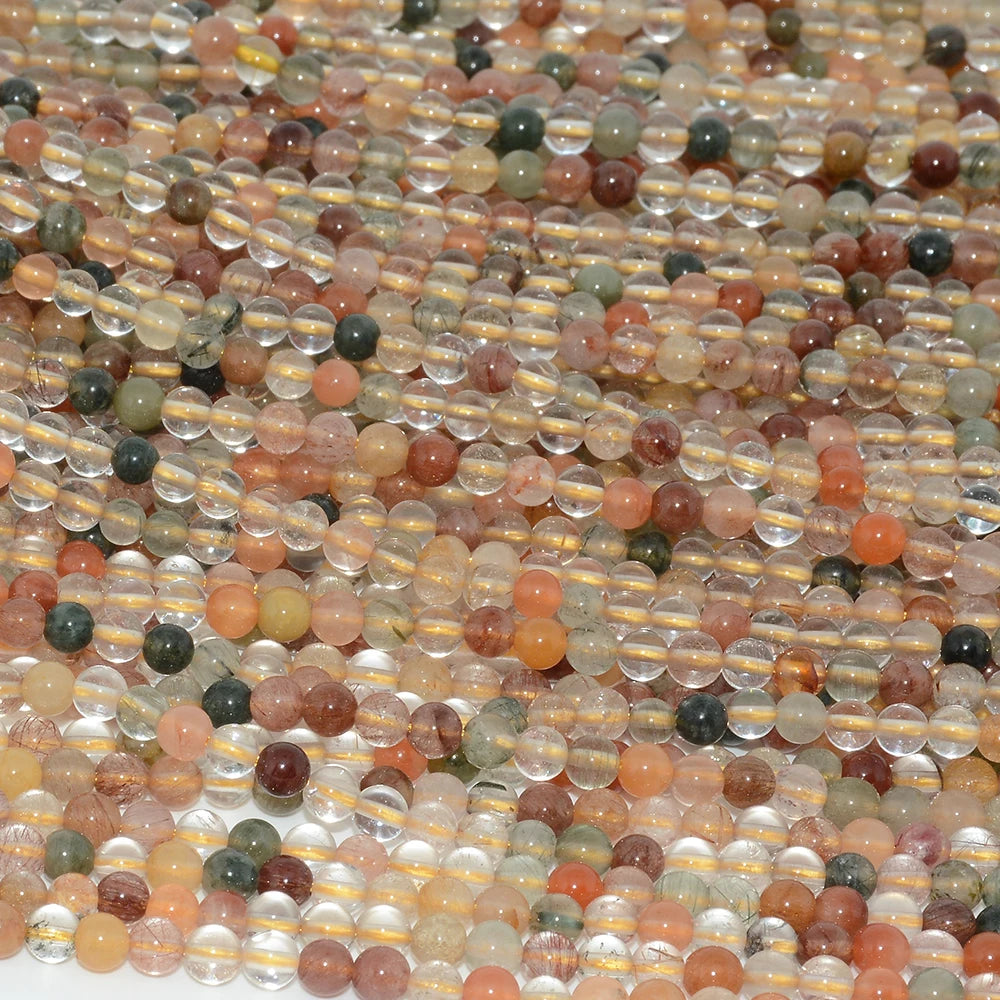 Natural Rutilated Quartz Loose Round Beads 4mm