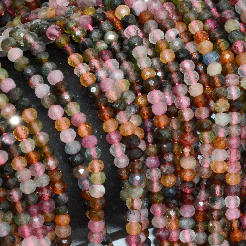 Natural Multiple Tourmaline Faceted Rondelle Beads 3.8mm