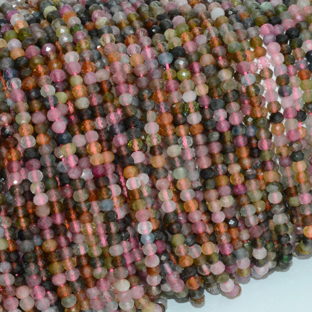 Natural Multiple Tourmaline Faceted Rondelle Beads 3.8mm