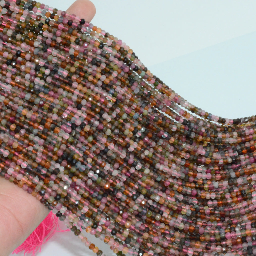 Natural Multiple Tourmaline Faceted Rondelle Beads 3.8mm