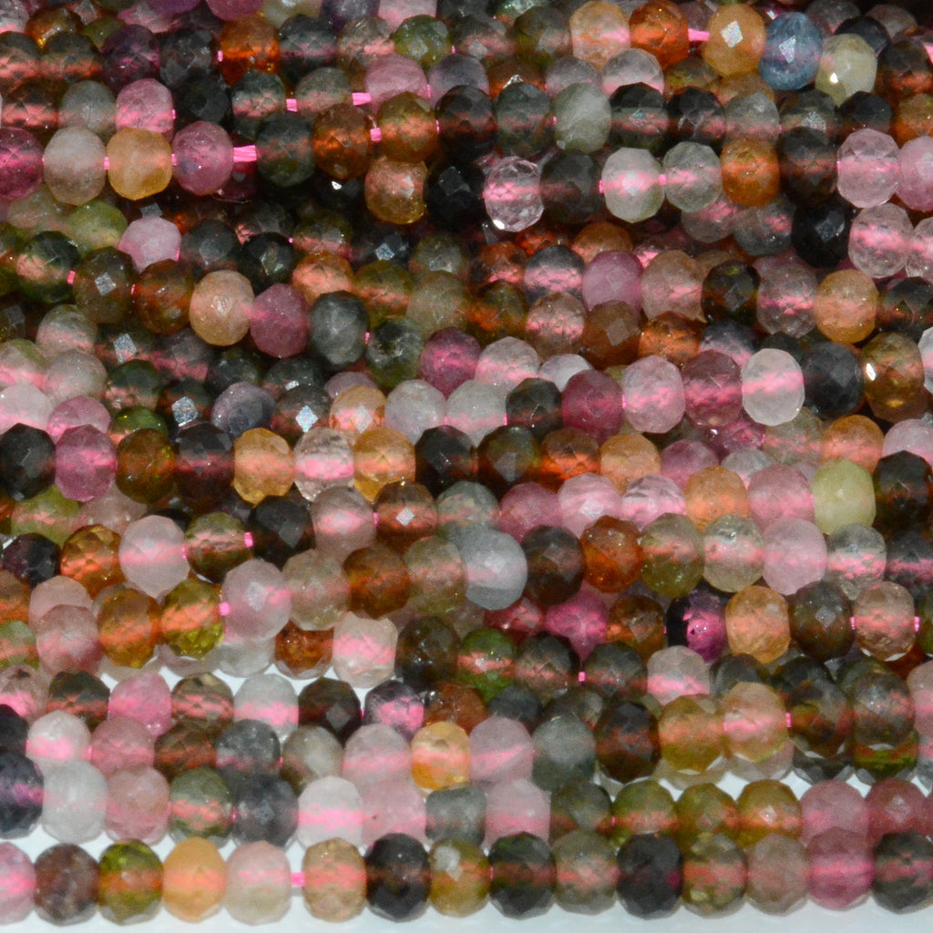 Natural Multiple Tourmaline Faceted Rondelle Beads 3.8mm