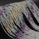 Natural Multiple Fluorite Faceted Round Beads 2.2mm
