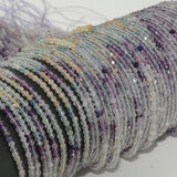 Natural Multiple Fluorite Faceted Round Beads 2.2mm