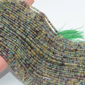 Natural Fluorite Flat Tube Heishi Beads 2x4mm