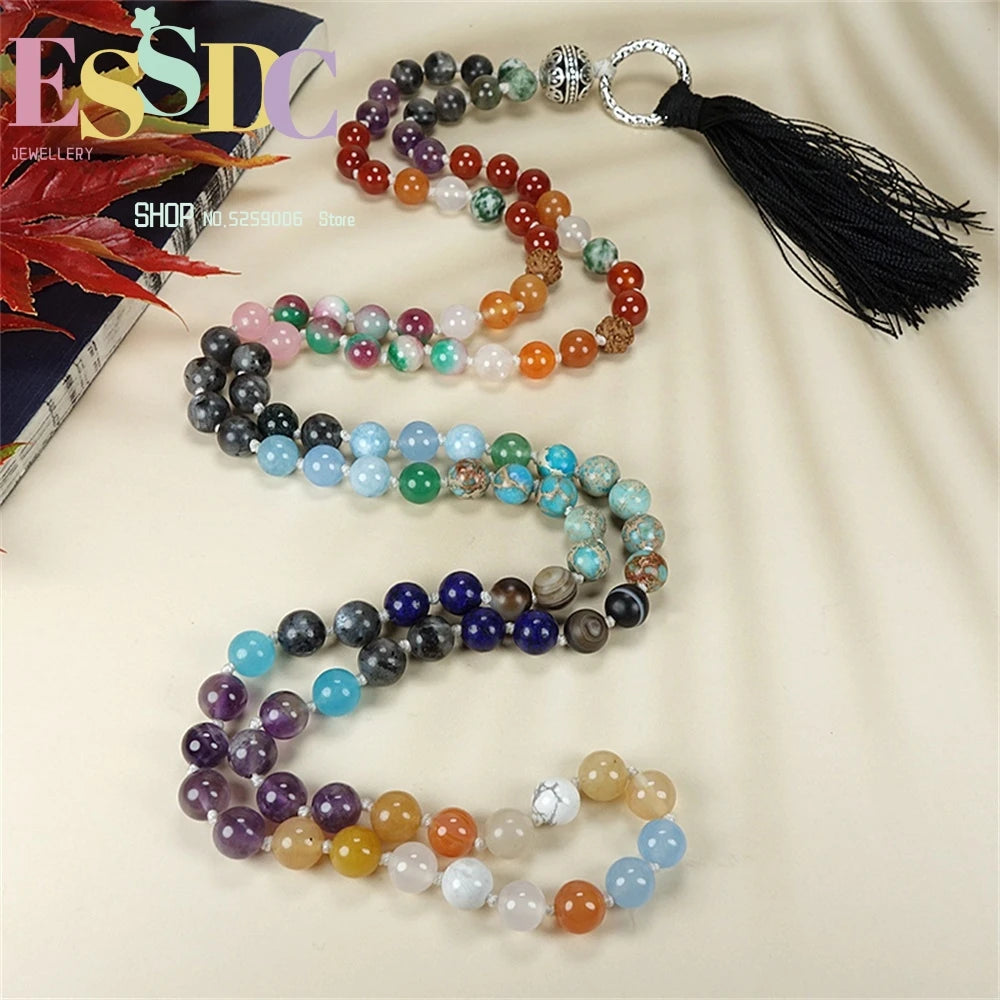 Striped Fragrant Ball Bracelet with Tassels - 108 Pieces