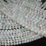 Natural Kunzite + Hiddenite Round Beads 7-9mm, Cat's Eye Flash