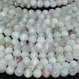 Natural Kunzite + Hiddenite Round Beads 7-9mm, Cat's Eye Flash
