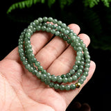 5.5mm Oil Green Jadeite Bead Necklace & Bracelet Set