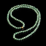 5.5mm Oil Green Jadeite Bead Necklace & Bracelet Set