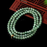 5.5mm Oil Green Jadeite Bead Necklace & Bracelet Set