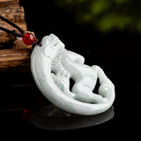 Natural Myanmar A Jade Antique Dragon Horse Spirit Zodiac Horse Pendant