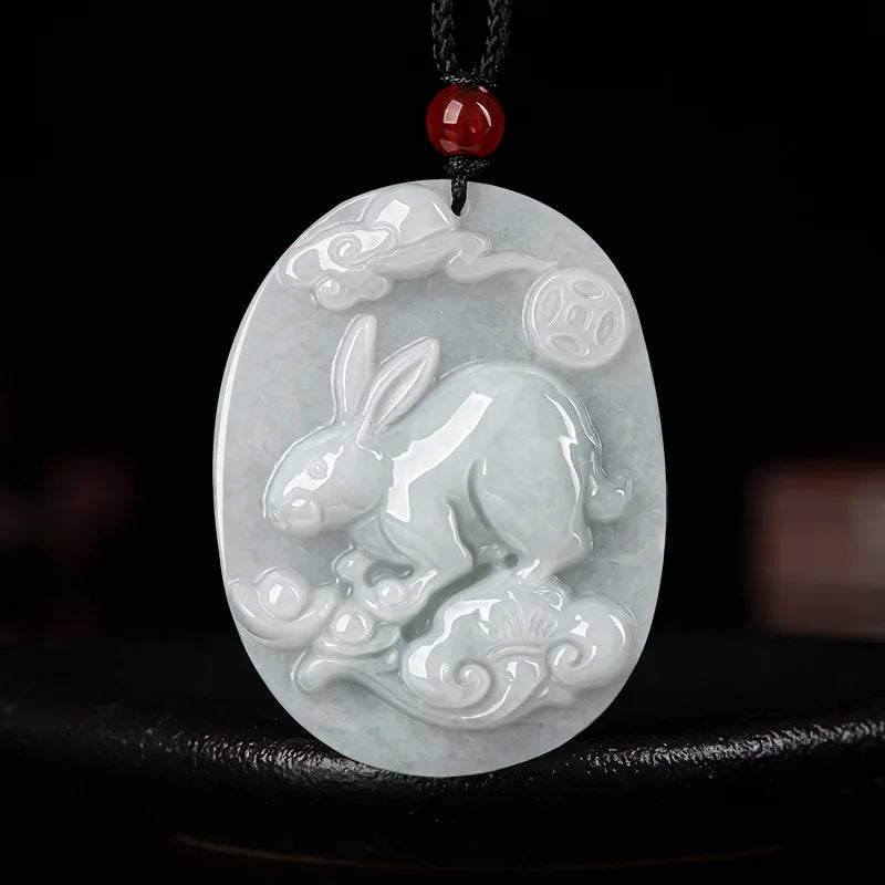 Myanmar A Jade Rabbit Zodiac Pendant Men's Women's Jewelry