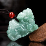Natural Myanmar A Jadeite Light Green Flying Pixiu Pendant Ice Type Jade