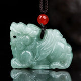 Natural Myanmar A Jadeite Light Green Flying Pixiu Pendant Ice Type Jade