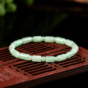 Natural Myanmar A Jadeite Light Green Beads Hand String Bracelet Women's Jewelry