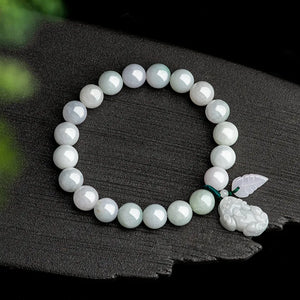Natural Myanmar A Jadeite Pixiu Hand String Bracelet