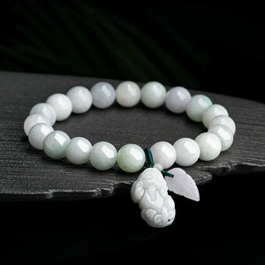 Natural Myanmar A Jadeite Pixiu Hand String Bracelet
