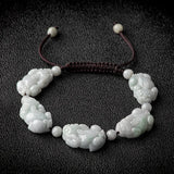 Natural Myanmar A-class Jadeite Bracelet Ice Jade Zhaocai Brave Troops Beads