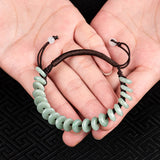 Myanmar Emerald Safety Clasp Rope Green Jade Bracelet