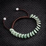 Myanmar Emerald Safety Clasp Rope Green Jade Bracelet