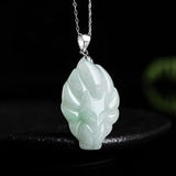Myanmar A-goods Jade Green Nine Tailed Fox Pendant Necklace